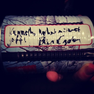 He even wrote a terribly punny joke on Kenny's can of maple syrup. Ahhhhhhh